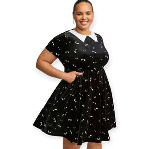 2X 18W 20W Torrid Black Velvet Collard Disney Haunted Mansion Dress Pocket Mini